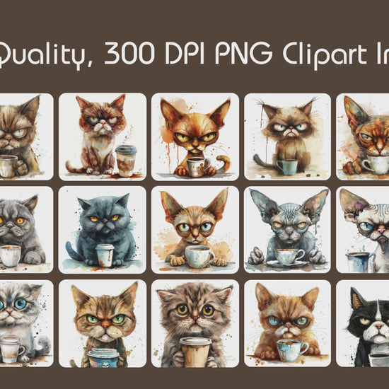 Cats and Coffee Clipart Bundle 1