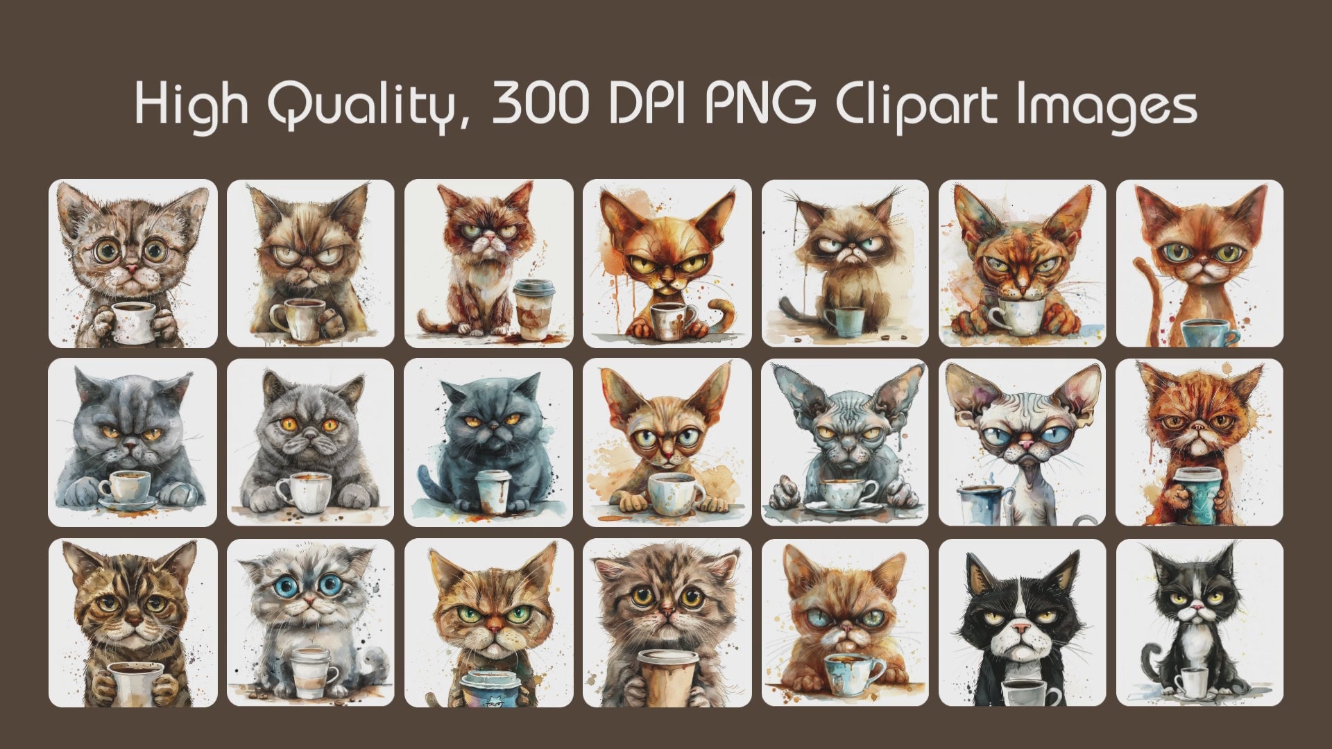 Cats and Coffee Clipart Bundle 1
